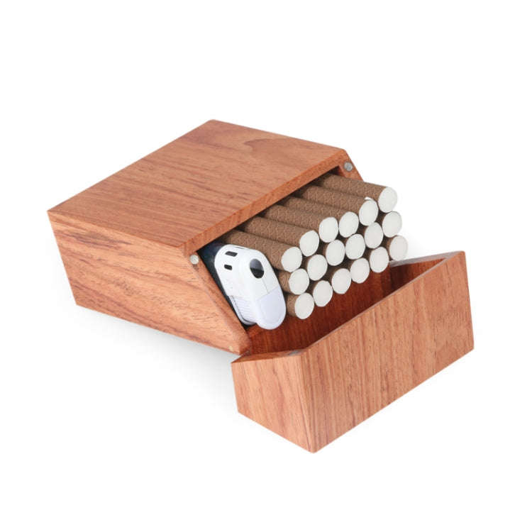 Creative Wooden Cigarette Case Magnet Adsorption Clamshell Cigarette Case, Black, Carbonized Bamb...