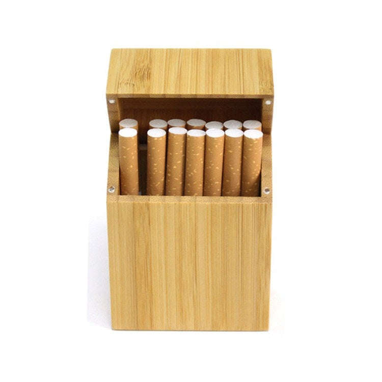 Creative Wooden Cigarette Case Magnet Adsorption Clamshell Cigarette Case, Black, Carbonized Bamb...
