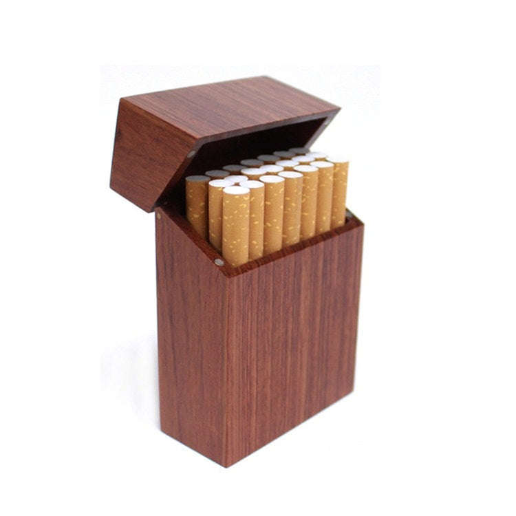 Creative Wooden Cigarette Case Magnet Adsorption Clamshell Cigarette Case, Black, Carbonized Bamb...