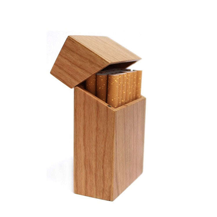 Creative Wooden Cigarette Case Magnet Adsorption Clamshell Cigarette Case, Black, Carbonized Bamb...