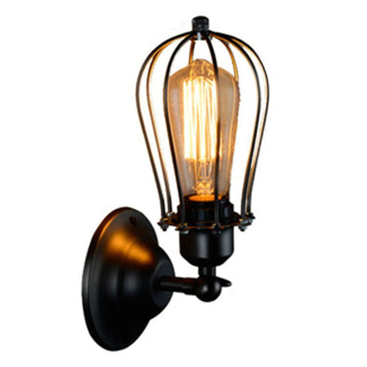 Retro Double Head Grapefruit Wrought Iron Antique Restaurant Corridor Aisle LED Wall Lamp, withou...