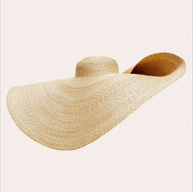 Oversized Fashion Straw Weaving Beach Sunshade Hat, Suitable for Head Circumference: 58-62cm