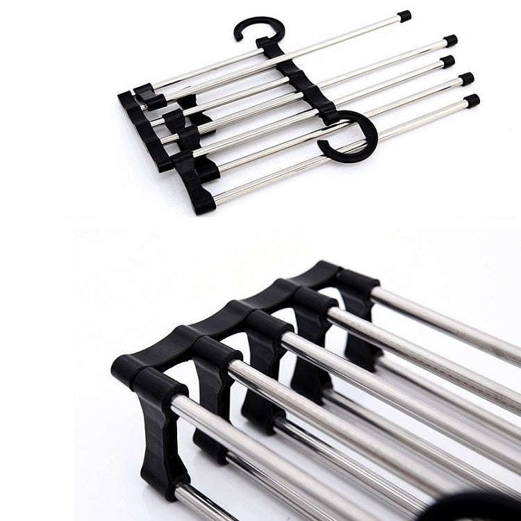 Multifunctional  5 in 1 Telescopic Folding Wardrobe Magic Trousers Rack, 5 in 1 Telescopic Rack