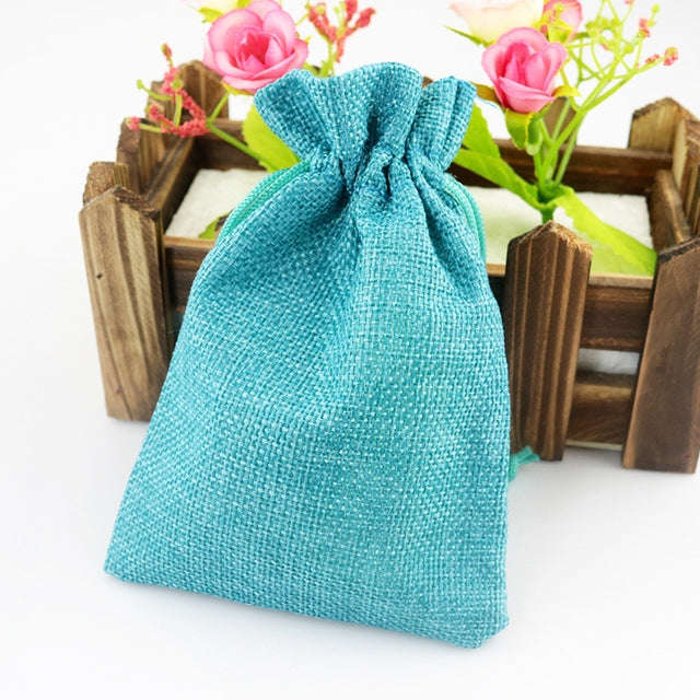 50 PCS Multi size Linen Jute Drawstring Gift Bags Sacks Wedding Birthday Party Favors Drawstring ...