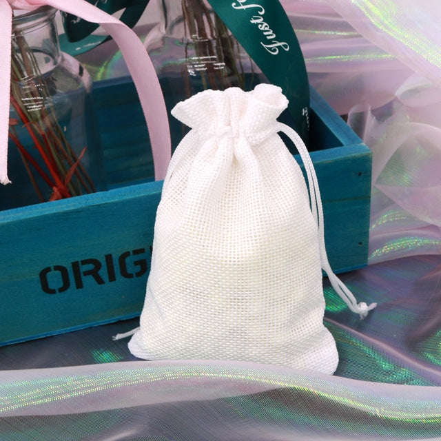 50 PCS Multi size Linen Jute Drawstring Gift Bags Sacks Wedding Birthday Party Favors Drawstring ...