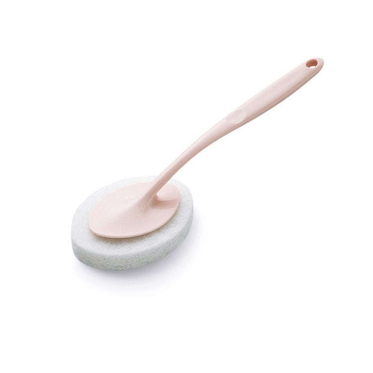Bathroom Long Handle Cleaning Sponge Brush Floor Tile Decontamination Scouring Pad