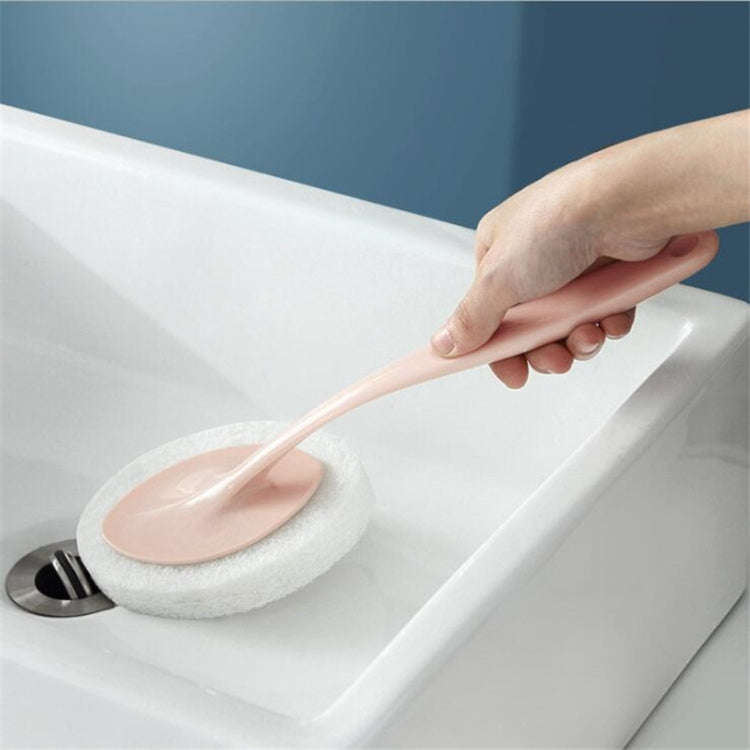 Bathroom Long Handle Cleaning Sponge Brush Floor Tile Decontamination Scouring Pad
