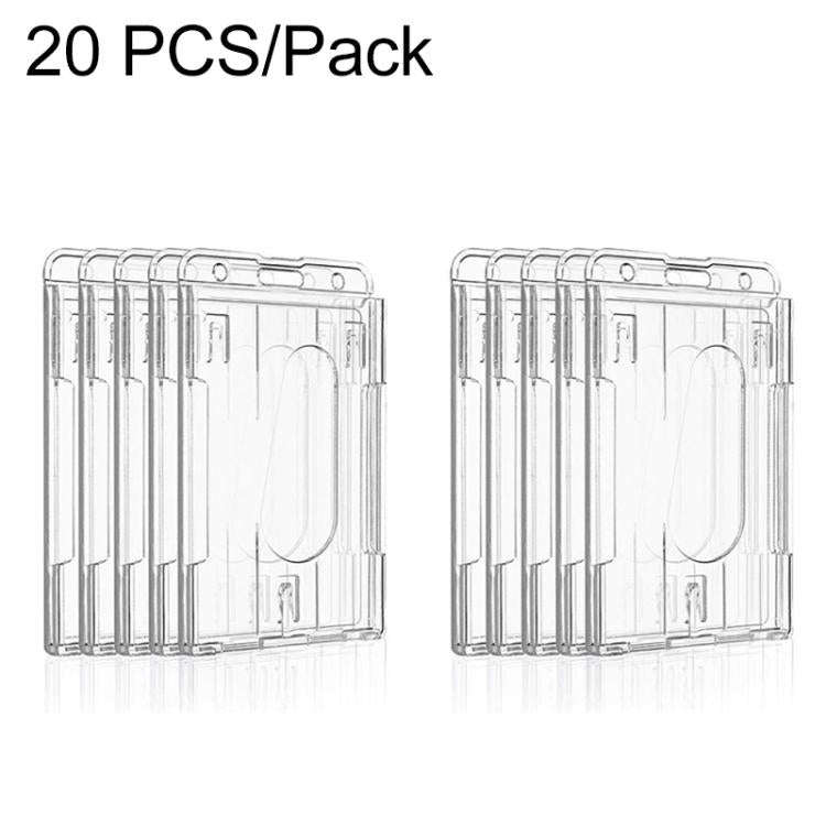 20 PCS Hard Plastic ID Badge Card Holder Integrated Injection Molded Transparent Double-sided Car...