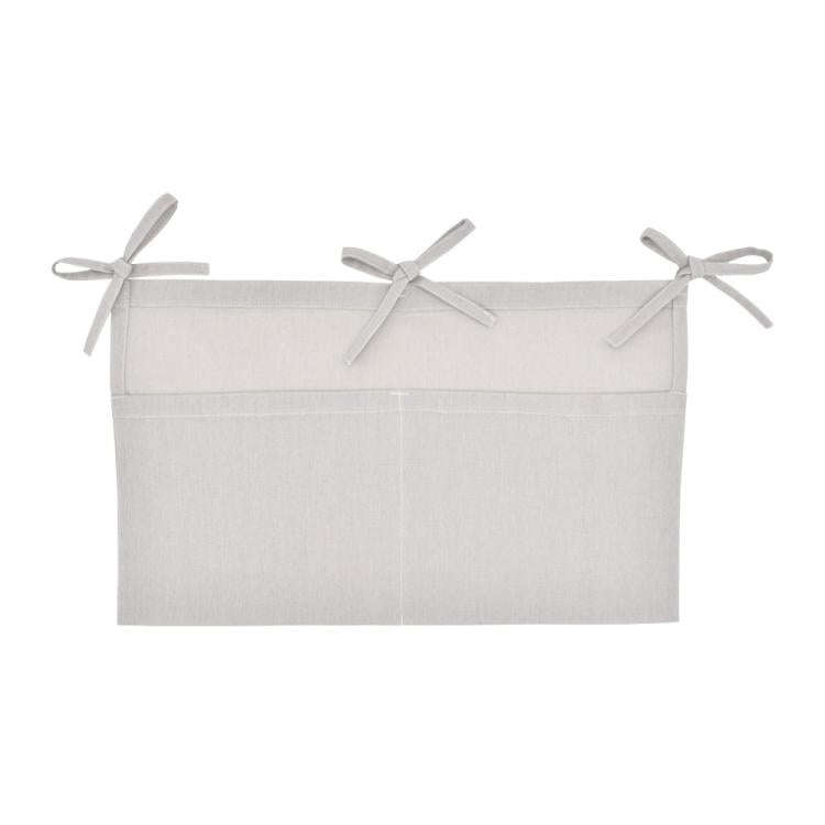 Linen Crib Organizer Hanging Bag 2-Pocket Multi-Functional Storage for Diapers, Burp Cloths & Tee...