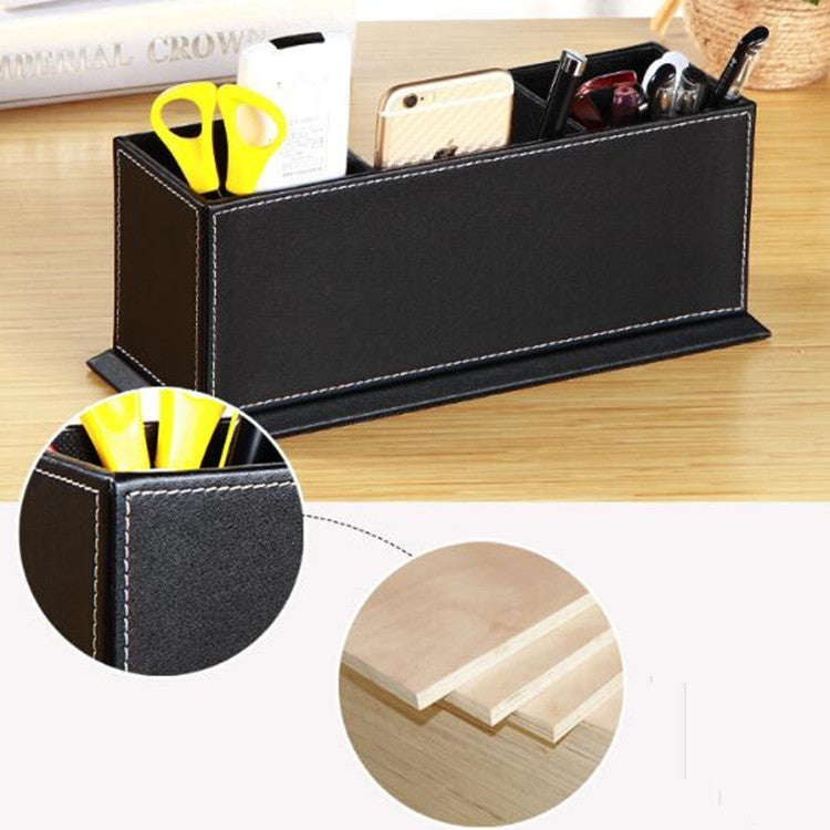Creative Pen Support Fashion Leather Multifunctional Desktop Office Storage Pen Case Socket Doubl...