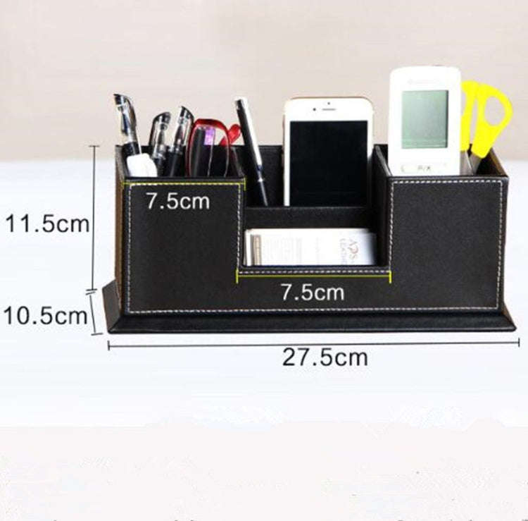 Creative Pen Support Fashion Leather Multifunctional Desktop Office Storage Pen Case Socket Doubl...