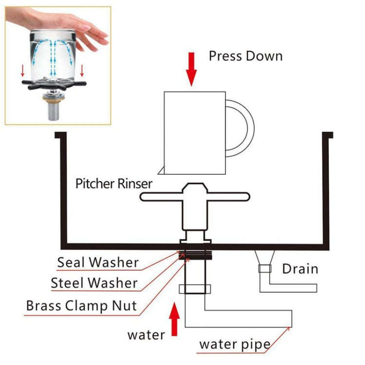 NB-1990 Stainless Steel Embedded Automatic Beer Glass Steaming Pitcher Rinser Cup Washer, Rinser ...