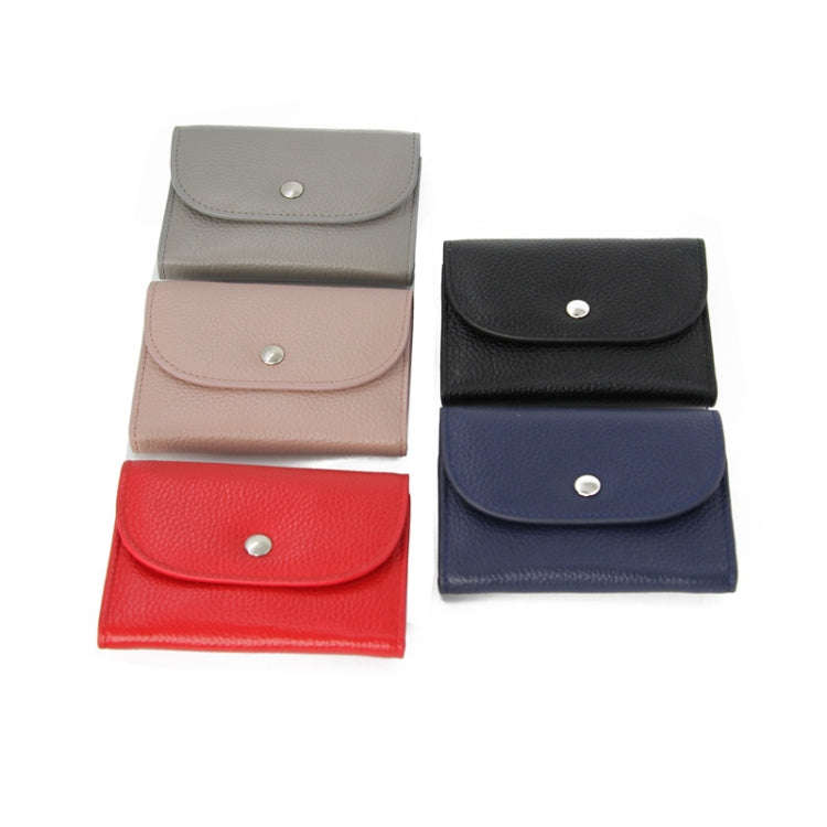Short Mini Slim Top-grain Leather Wallet Card Bag Zip Coin Pocket, Black, Blue