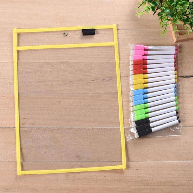 Erasable Hanging PVC A4 Transparent Sewing Red Document Dry Erase Bag, 21×30cm