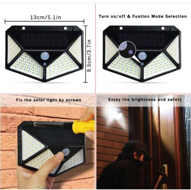100 LEDs Outdoor Patio Solar Induction Wall Light Adjustable Balcony Garden Lighting Small Street...