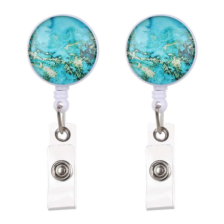 2 PCS Night Starry Sky Marble Crack Puller Retractable Buckle Lanyard Business Key Buckle Card Ho...