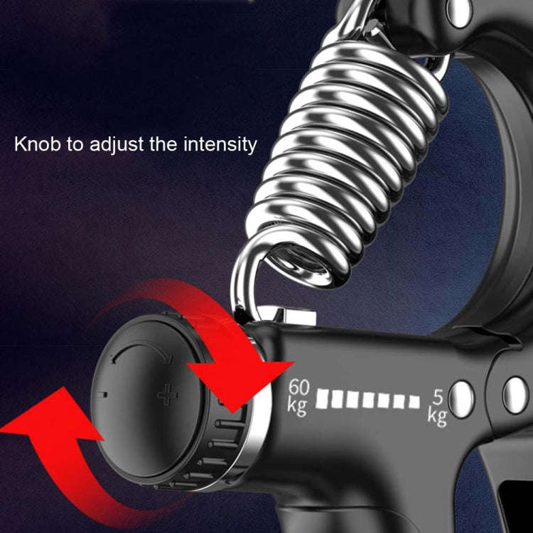 5-60kg Adjustable Mechanical Counting Gripper Finger Strength Training Device, 5-60kg Black