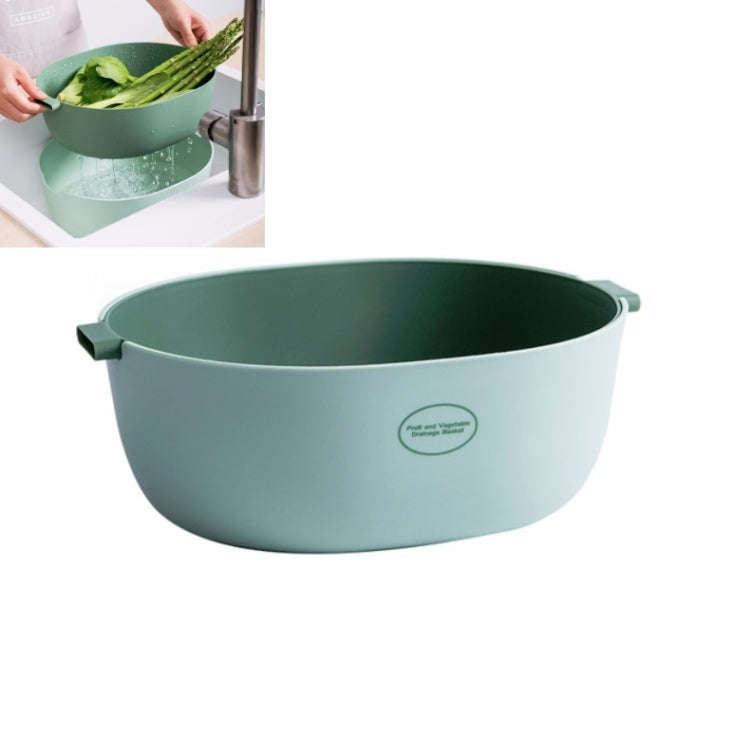 Kitchen Rice Pan Double-dish Vegetable Drain Basket Plastic Fruit Basket, U Shape Light Green, U ...