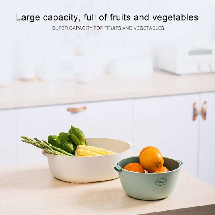 Kitchen Rice Pan Double-dish Vegetable Drain Basket Plastic Fruit Basket, U Shape Light Green, U ...