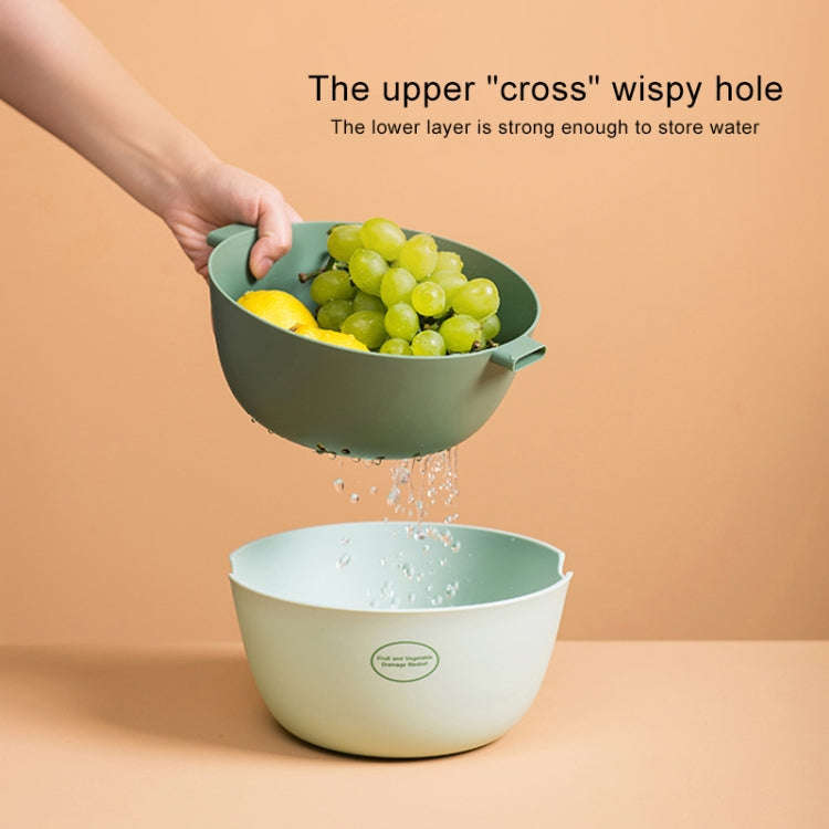 Kitchen Rice Pan Double-dish Vegetable Drain Basket Plastic Fruit Basket, U Shape Light Green, U ...