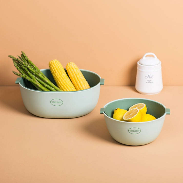 Kitchen Rice Pan Double-dish Vegetable Drain Basket Plastic Fruit Basket, U Shape Light Green, U ...