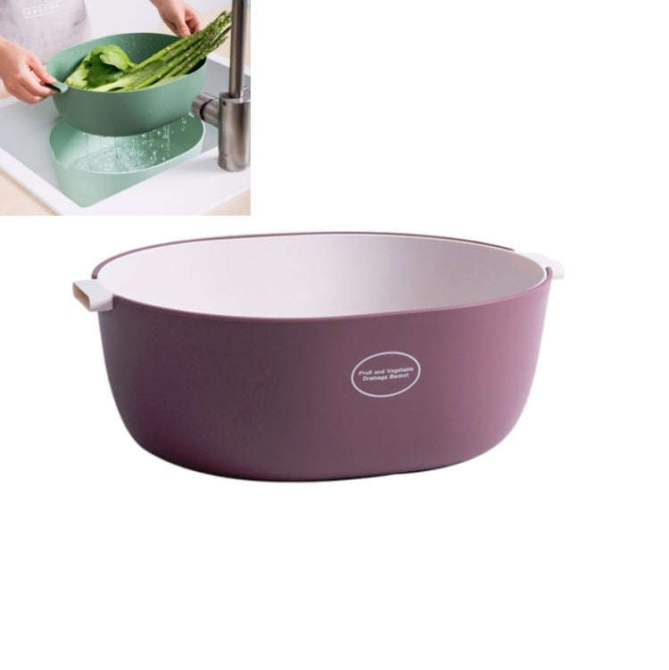 Kitchen Rice Pan Double-dish Vegetable Drain Basket Plastic Fruit Basket, U Shape Light Green, U ...