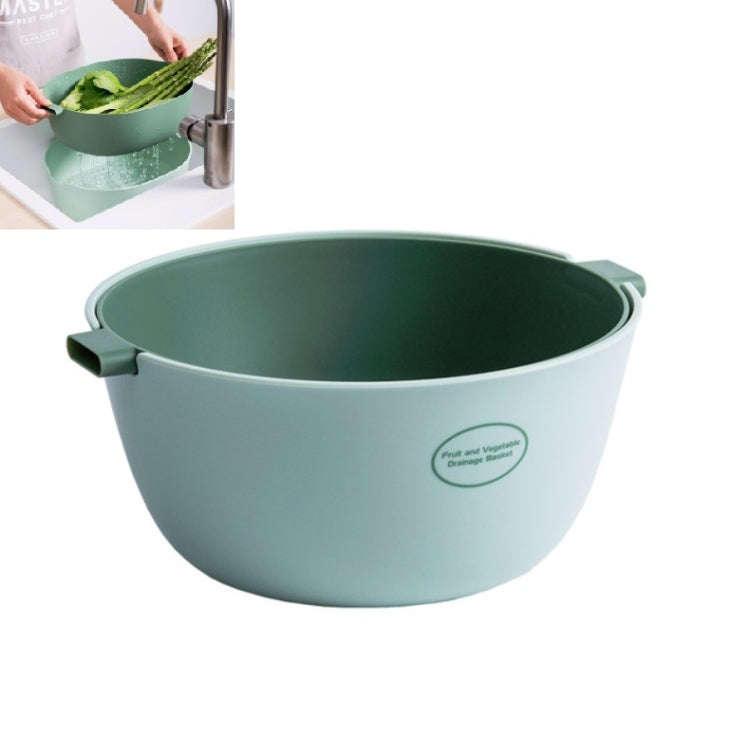 Kitchen Rice Pan Double-dish Vegetable Drain Basket Plastic Fruit Basket, U Shape Light Green, U ...