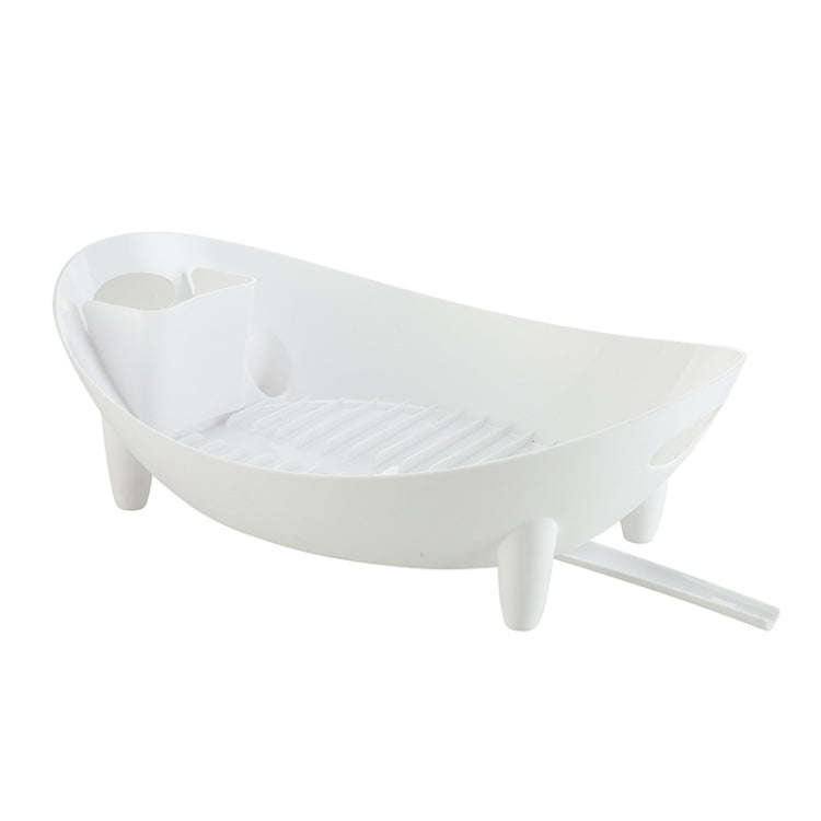 Tableware Storage Drain Dish Rack Multi-function Kitchen Utensil Rack, White, Gray