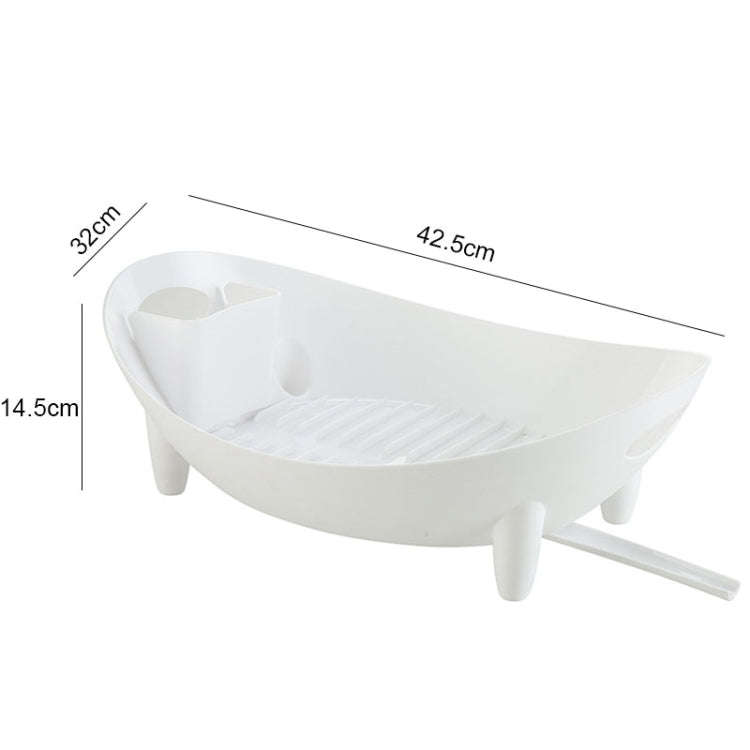 Tableware Storage Drain Dish Rack Multi-function Kitchen Utensil Rack, White, Gray