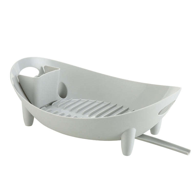 Tableware Storage Drain Dish Rack Multi-function Kitchen Utensil Rack, White, Gray