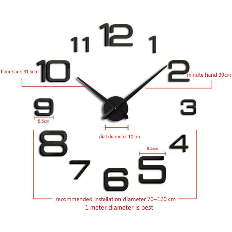 Acrylic Digital Wall Clock Home Living Room Wall Sticker Clock
