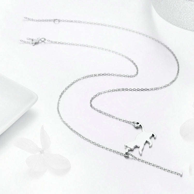 Naughty Kitten S925 Sterling Silver With Zircon Necklace, SCN232