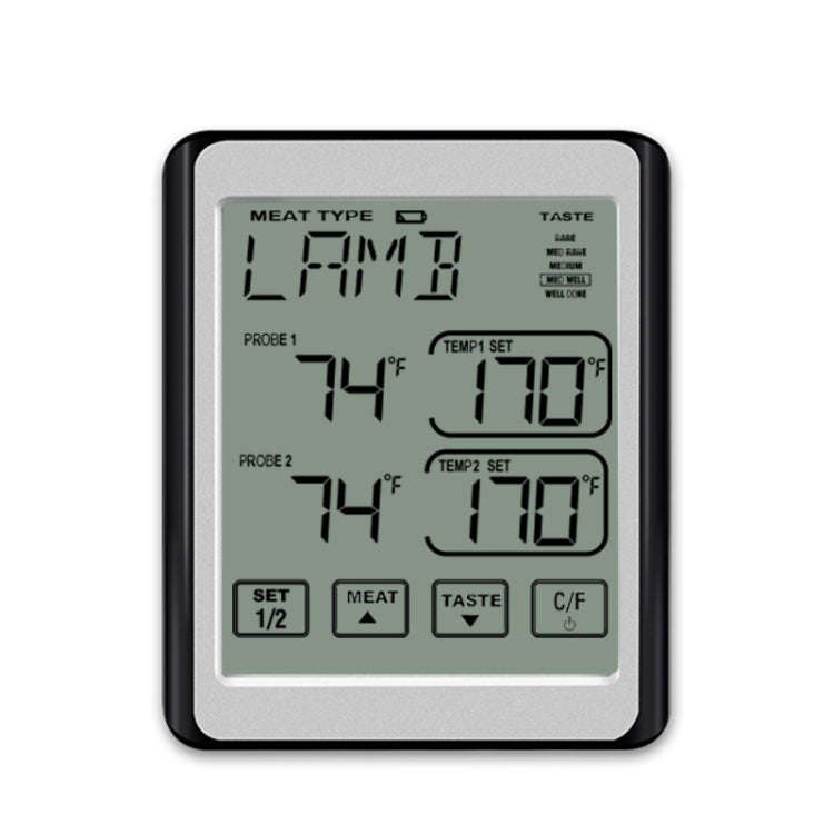 CH-212 Dual Probe Color Screen Smart Alarm Grill Kitchen Thermometer, Colorful Backlight, Orange ...