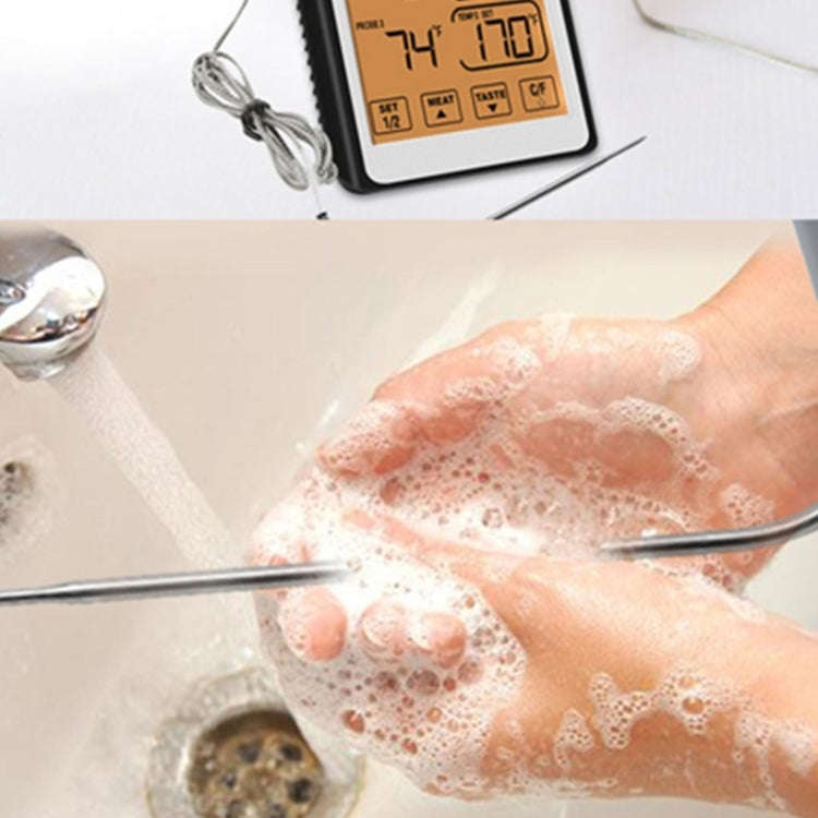 CH-212 Dual Probe Color Screen Smart Alarm Grill Kitchen Thermometer, Colorful Backlight, Orange ...