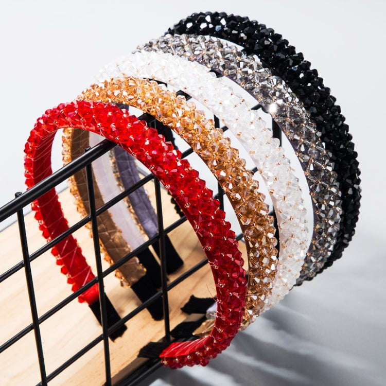 Handmade Fine-edged Fabric Headband Crystal Headband, White, Red, Black, Gray, Khaki