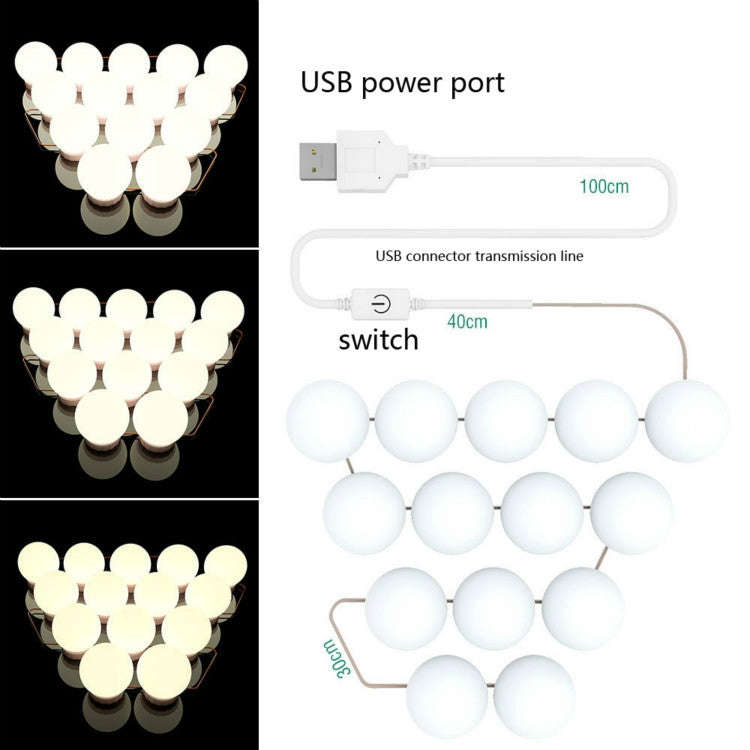 Mirror Front Light Dimmable Makeup Mirror USB Touch Control Light, 2 LEDs, 6  LEDs, 10  LEDs, 14 ...
