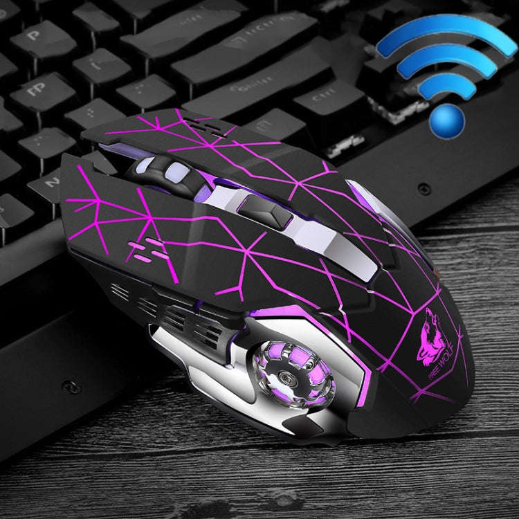 FREEDOM-WOLF X8 2400 DPI 6 Keys 2.4G Wireless Charging Silent Luminous Gaming Mechanical Mouse, X...