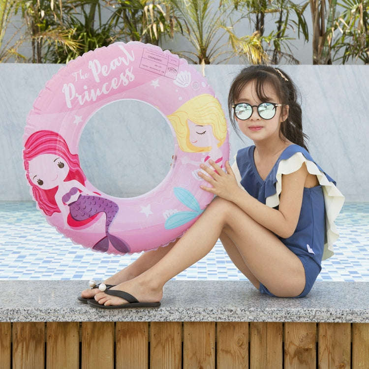 Cartoon Mermaid Pattern Thickened PVC Children Swimming Ring, 60, 70, 80, 90