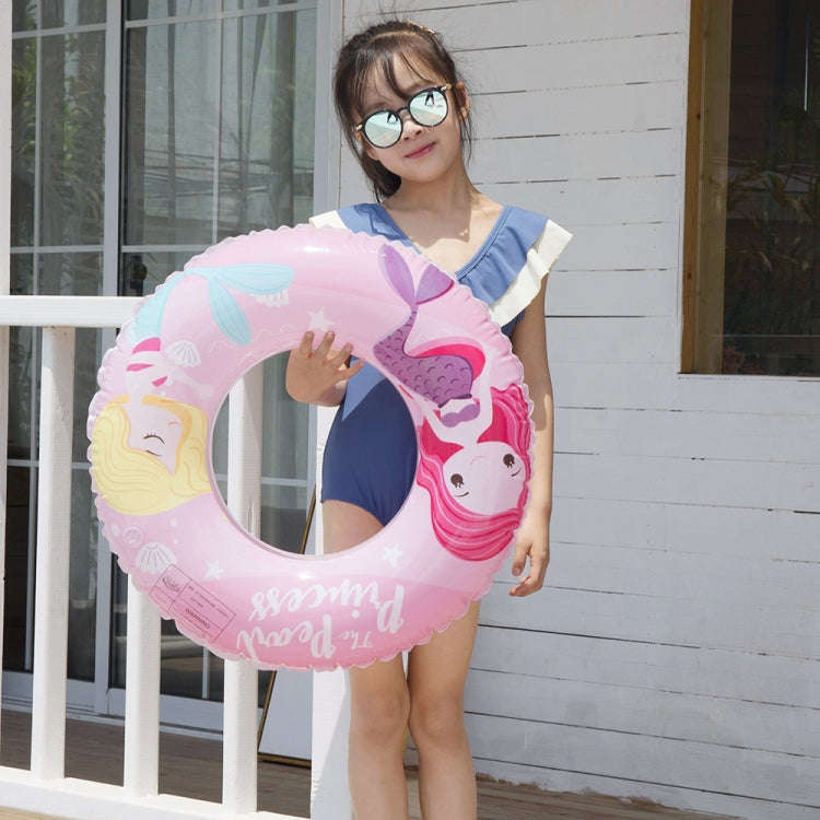 Cartoon Mermaid Pattern Thickened PVC Children Swimming Ring, 60, 70, 80, 90