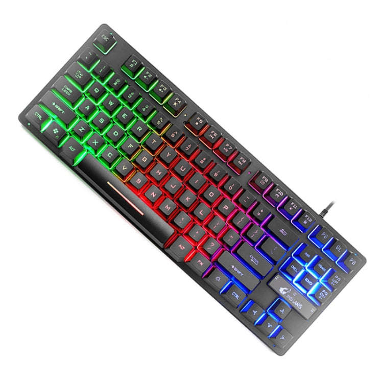 ZIYOULANG K16 87 Keys Colorful Mixed Light Gaming Notebook Manipulator Keyboard, Cable Length: 1....