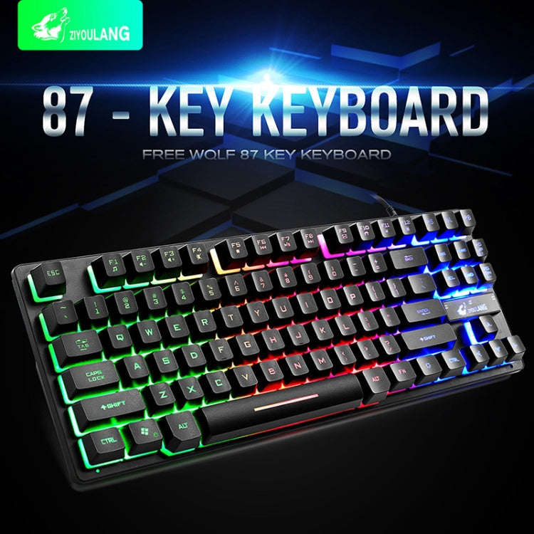 ZIYOULANG K16 87 Keys Colorful Mixed Light Gaming Notebook Manipulator Keyboard, Cable Length: 1....