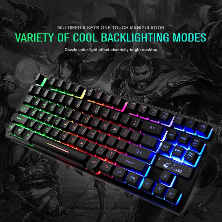 ZIYOULANG K16 87 Keys Colorful Mixed Light Gaming Notebook Manipulator Keyboard, Cable Length: 1....