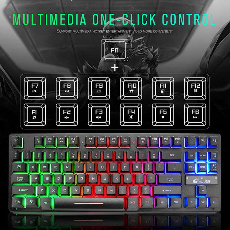 ZIYOULANG K16 87 Keys Colorful Mixed Light Gaming Notebook Manipulator Keyboard, Cable Length: 1....
