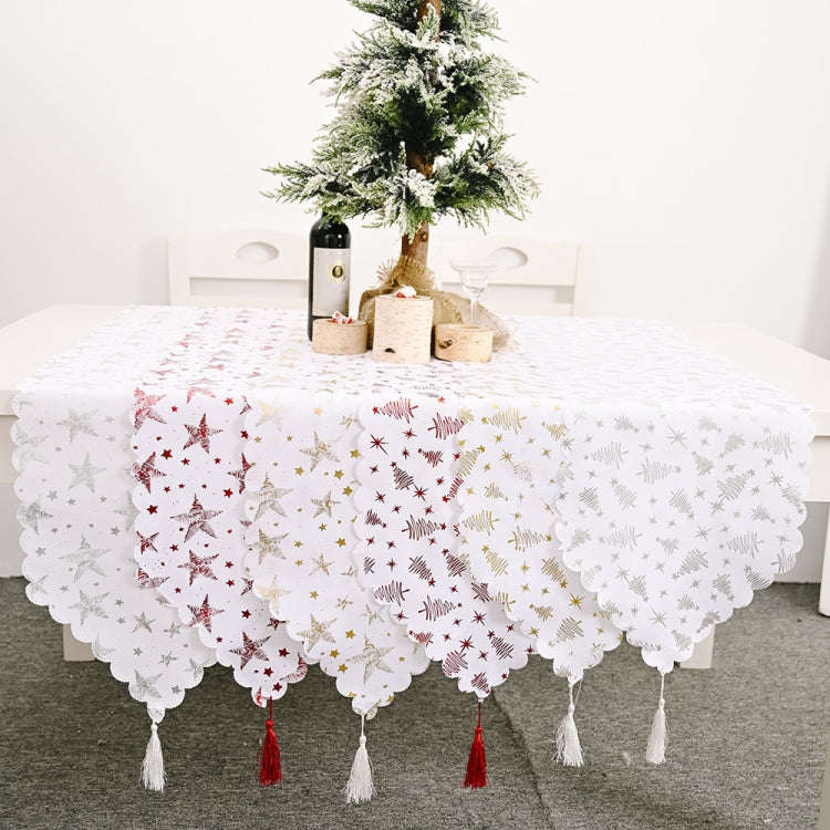Christmas Table Decoration Bronzing Tablecloth Holiday Decoration Supplies, Golden Tree, Silver T...