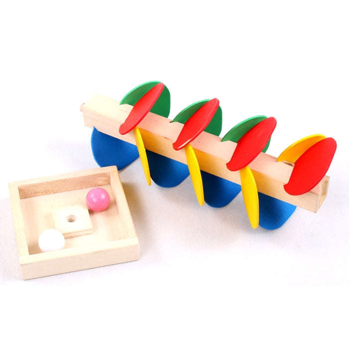3 PCS Baby Educational Blocks Wooden Tree Marble Ball Run Track Game Intelligence Smart Children ...