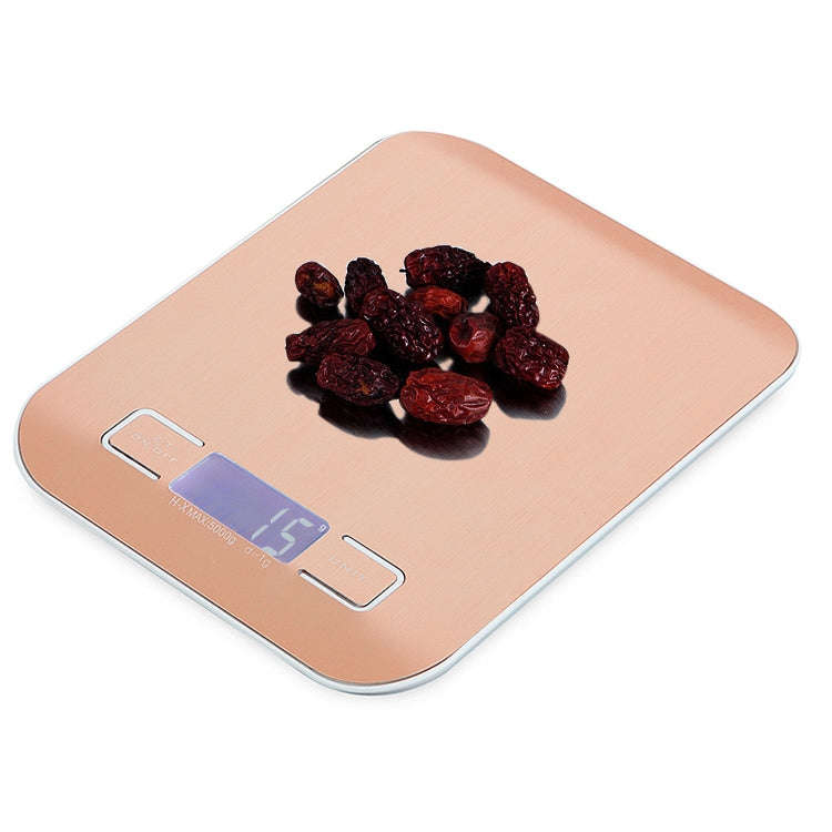 Digital Multi-function Stainless Steel Food Kitchen Scale with LCD Display, 5kg/1g, Rose Gold, 5k...