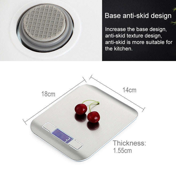 Digital Multi-function Stainless Steel Food Kitchen Scale with LCD Display, 5kg/1g, Rose Gold, 5k...