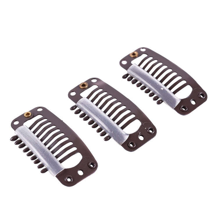 20 PCS 32mm 9-teeth Hair Extension Clips Snap Metal Clips With Silicone Back