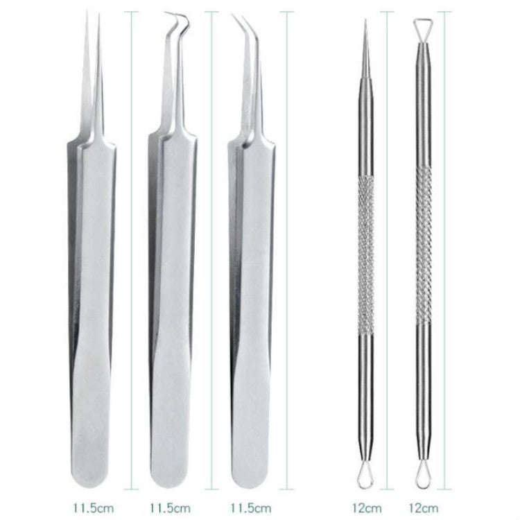 5pcs /Set Acne Needle Stainless Steel Acne Clamp Squeeze Acne Blackhead Tool, 5 in 1