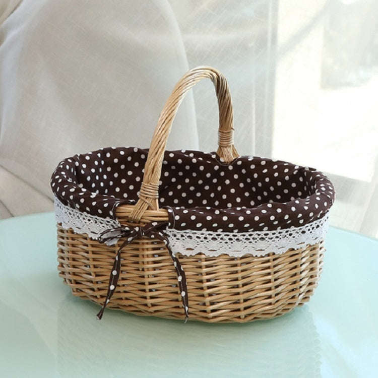 Hand-woven Picnic Basket Sackcloth Rattan Storage Basket, Small, Large